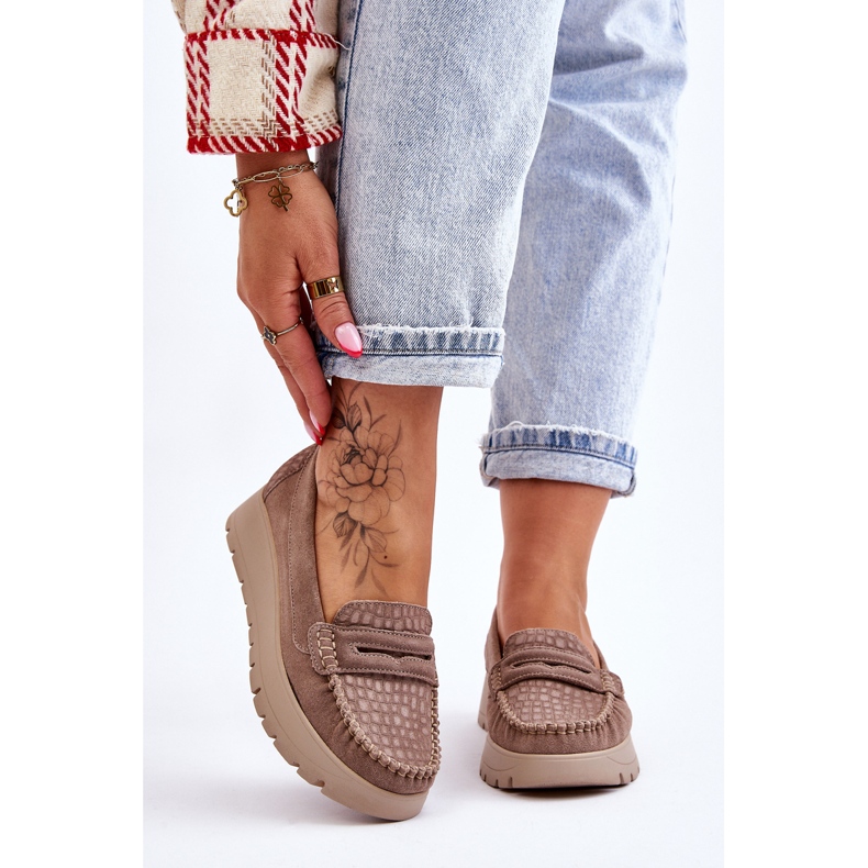 Lemar Milana Suede Platform Loafers Tumma beige 2
