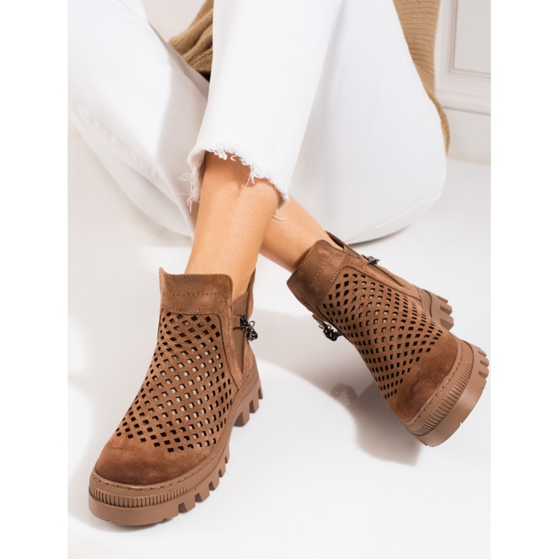 Naisten harjakattoiset saappaat Potocki Brown ruskea 2