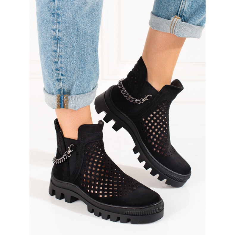 Naisten harjakattoiset saappaat Potocki Black musta 1