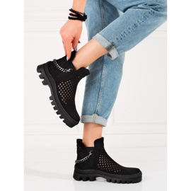 Naisten harjakattoiset saappaat Potocki Black musta 2