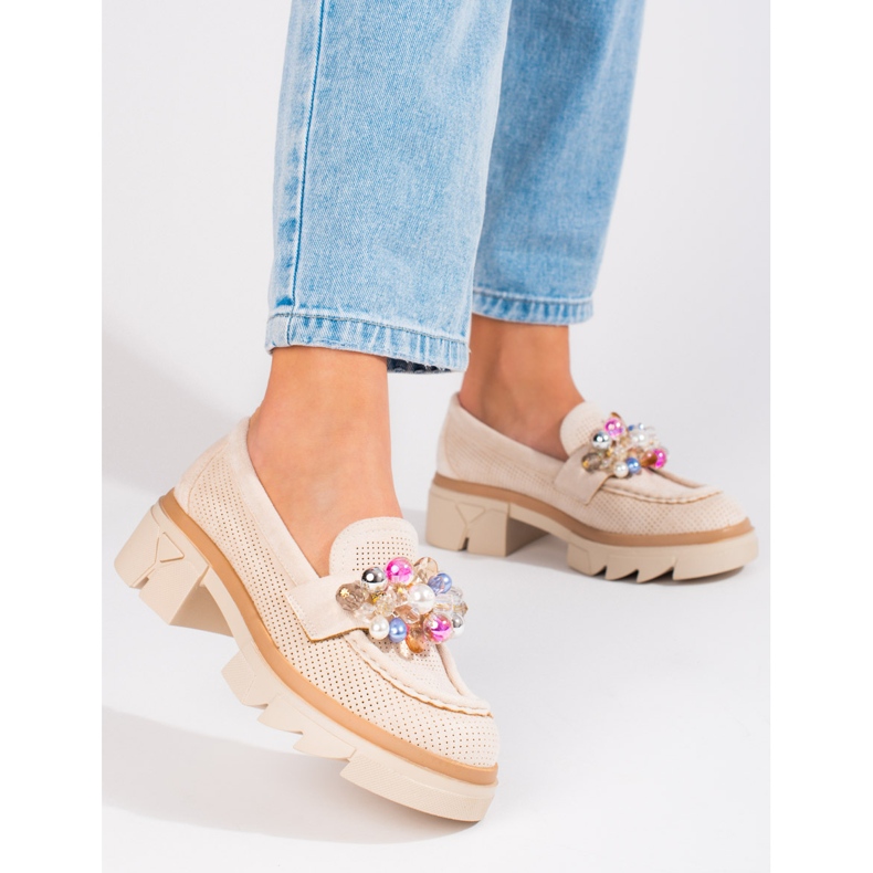 Seastar Naisten loafers Shelovet mokka kristalleilla beige 1