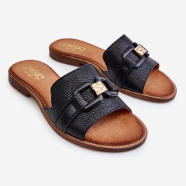 Lewski Shoes Naisten nahkatossut Leewski-kengät 3270 musta kultainen 1