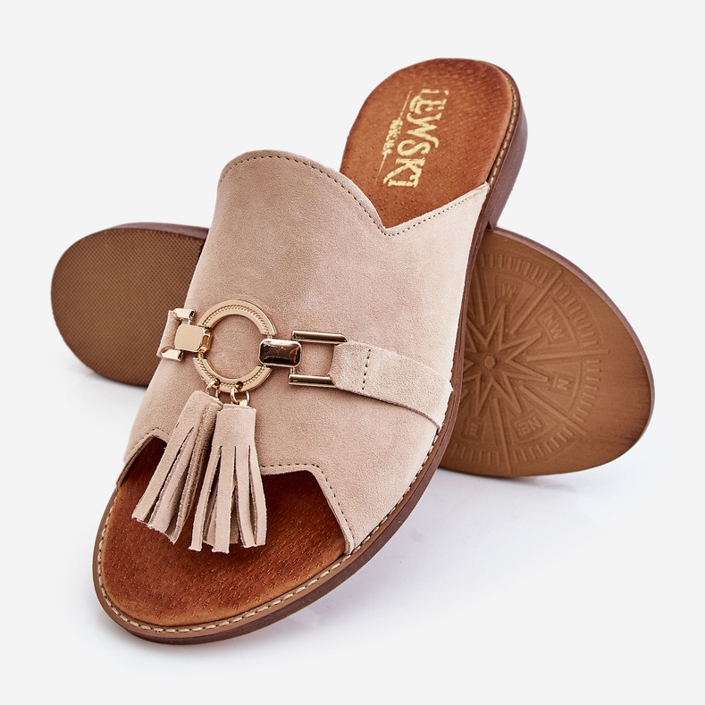 Lewski Shoes Naisten mokkanahkaiset tossut Leewski-kengät 3226 beige 1