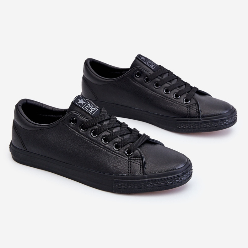 News Naisten nahkaiset, klassiset lenkkarit, musta Misima 1