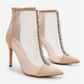 Muodikkaat naisten korkokengät, joissa verkkobeige Rummi 1