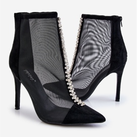 Muodikkaat naisten korkeakorkoiset saappaat verkkomustalla Rummilla 2