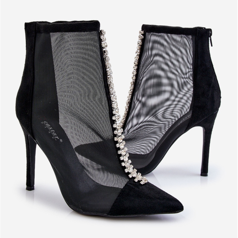 Muodikkaat naisten korkeakorkoiset saappaat verkkomustalla Rummilla 2