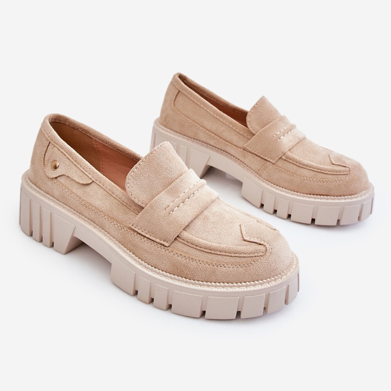 Naisten mokkanahkaiset Slip-on kengät Beige Fiorell 1