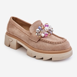 Naisten Brogues Loafers koristeilla beige Issac 2