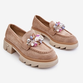Naisten Brogues Loafers koristeilla beige Issac 1