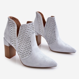 PM1 Muodikkaat mokkanahkaiset harjakattoiset korkokengät, harmaat Genevi hopea 1