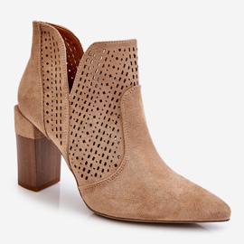 Muodikkaat mokkanahkaiset harjakattoiset korkokengät beige Genevi 2