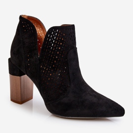 Muodikkaat mokkanahkaiset harjakattoiset korkokengät, mustat Genevi 2