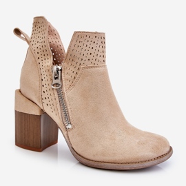 PM1 Camden Suede Chunky Heel Boots Vaalea beige 2
