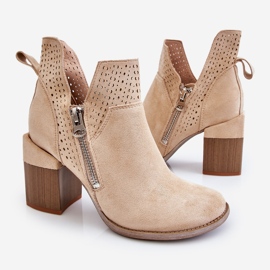 PM1 Camden Suede Chunky Heel Boots Vaalea beige 1