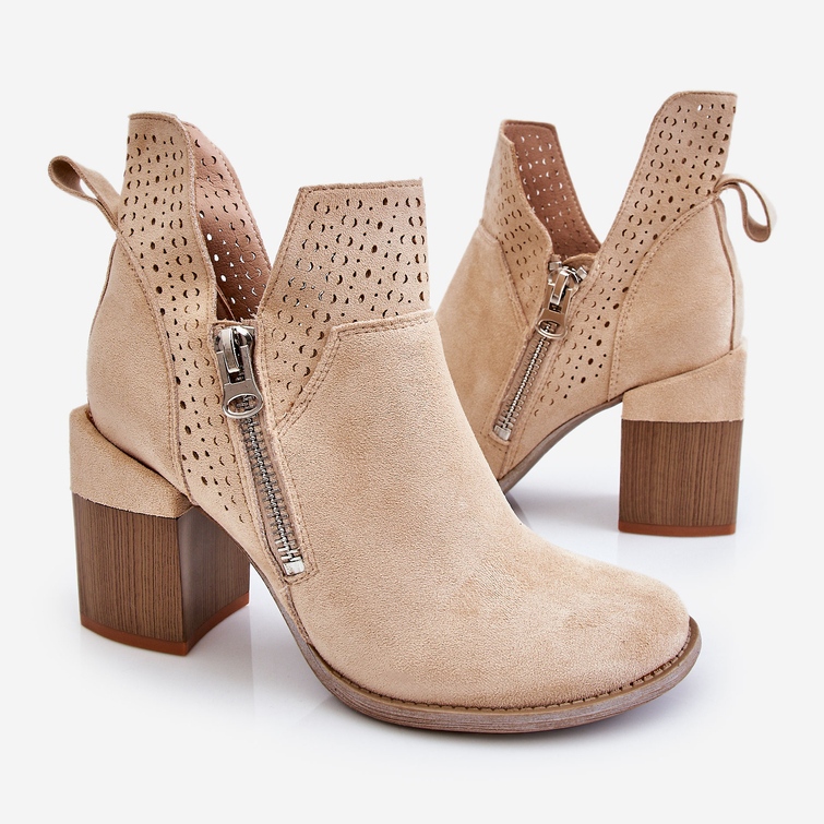 PM1 Camden Suede Chunky Heel Boots Vaalea beige 1