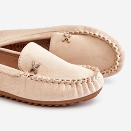 PS1 Naisten mokkanahkaiset loaferit beigeillä Leah-koristeilla 9