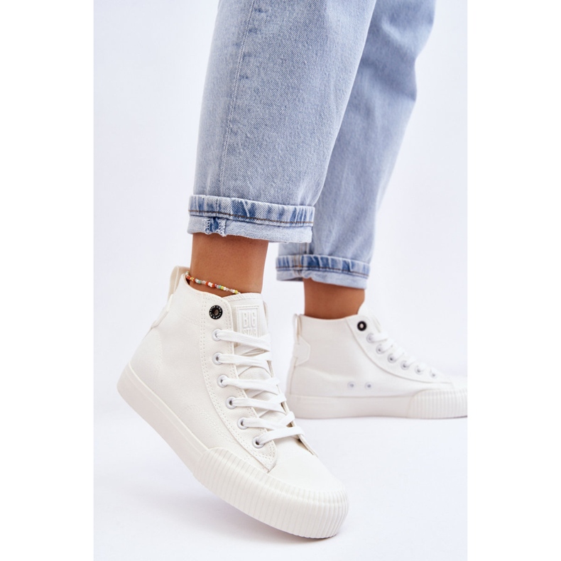 Naisten Big Star Fabric High Top tennarit LL274445 Valkoinen 2