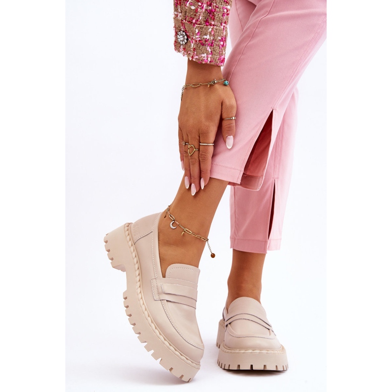 Naisten Loafers Nahka Kengät Big Star LL274457 Beige 1