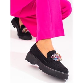 Vinceza mustat naisten kengät kristalleilla 1
