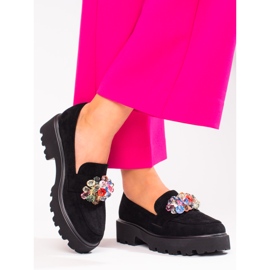 Vinceza mustat naisten kengät kristalleilla 2