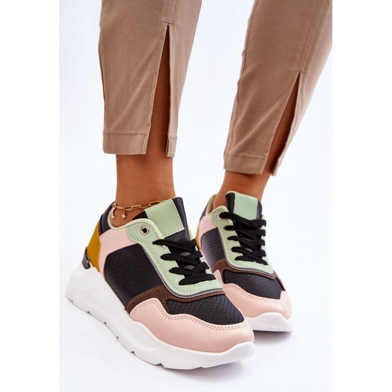 PG1 Naisten nahkaiset tennarit, musta ja vihreä Chaya 2