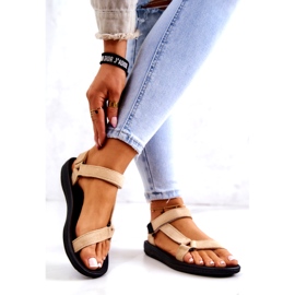 Naisten mokkanahkaiset urheilusandaalit beige 2