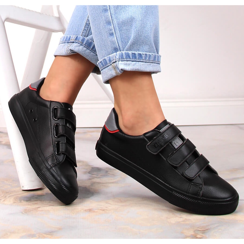 Big Star LL274A208 mustat ekologiset nahkalenkkarit tarranauhalla 1