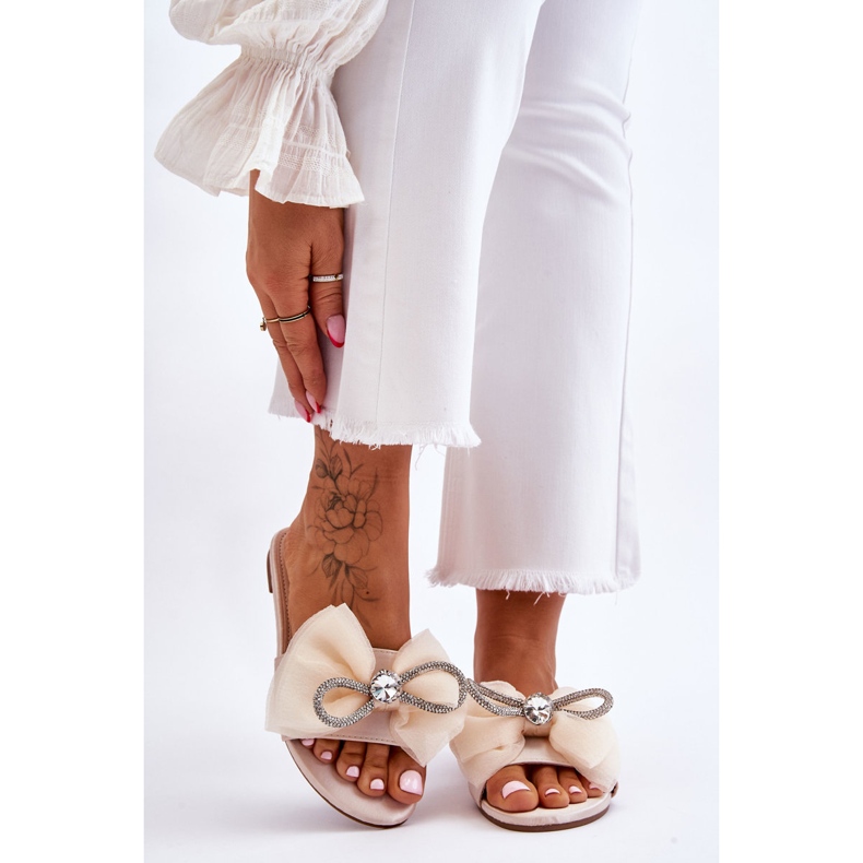 PS1 Naisten tossut, joissa rusetti ja strassit beige Jolene 1