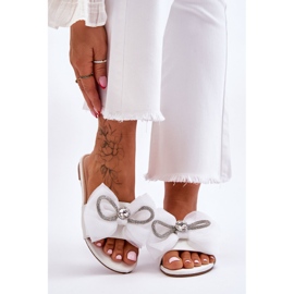 Naisten tossut, joissa rusetti ja strassit Valkoinen Jolene 1