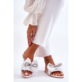 Naisten tossut, joissa rusetti ja strassit Valkoinen Jolene 2