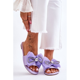 Naisten tossut, joissa rusetti ja strassit Purppura Jolene violetti 1