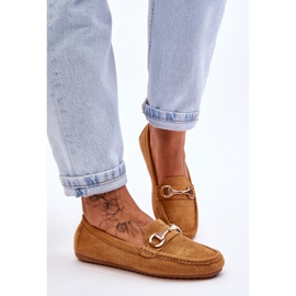 Klassiset mokkanahkahousut kamelikoristeella Arla ruskea 1