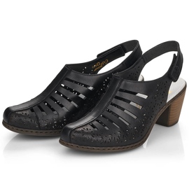 Mukavat nahkaiset naisten korkokengät Rieker 40959-00 musta 1