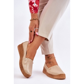Lemar Naisten Wedge Nahka Espadrilles Beige &amp; Gold Hadlee 2