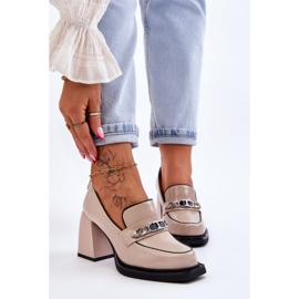 S.Barski Mukavat pumput massiivisissa korkokenkeissä Beige Julien 1