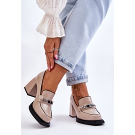 S.Barski Mukavat pumput massiivisissa korkokenkeissä Beige Julien 2