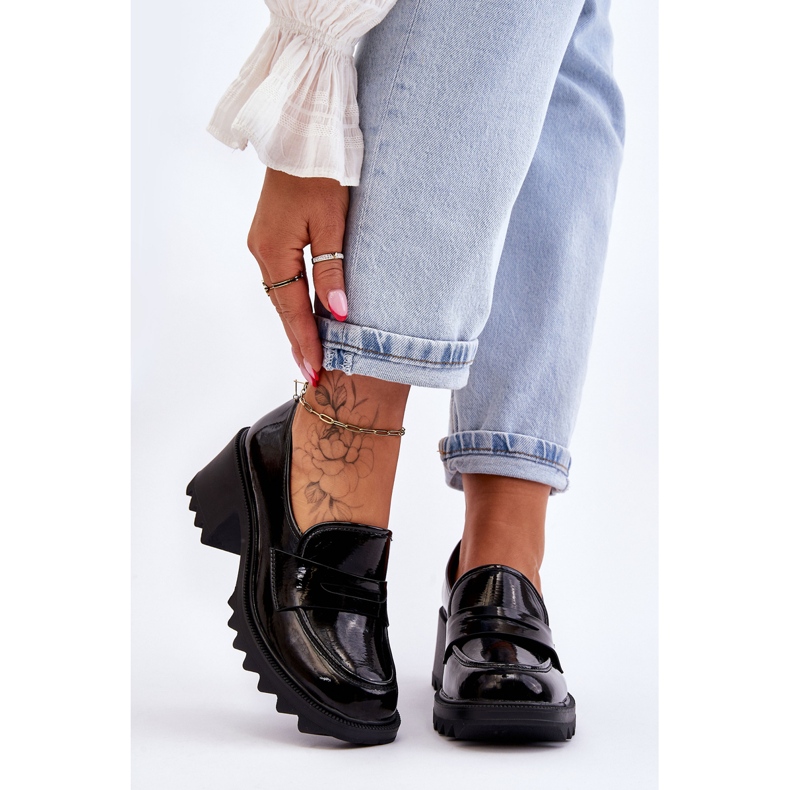 S.Barski Black Jay Patent Heels Moccasin -pumput musta 1