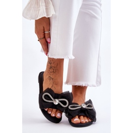 PS1 Naisten tossut, joissa rusetti ja strassit Black Jolene musta 1