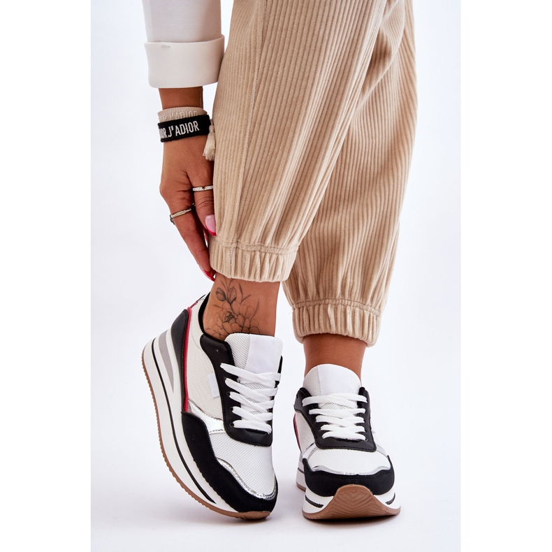 BM Naisten Wedge And Platform tennarit, valkoinen ja musta Allen 1