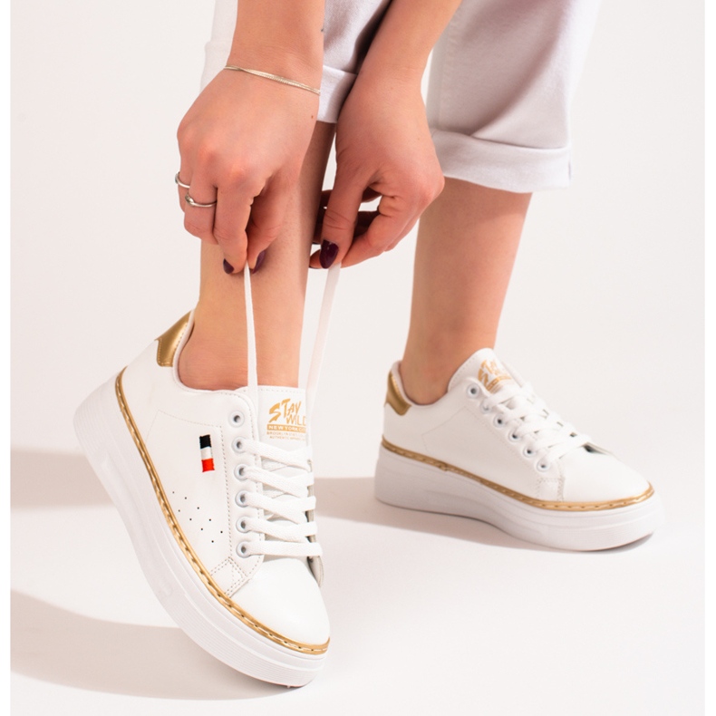 W. Potocki Valkoiset urheilukengät Potockin alustalla valkoinen 2