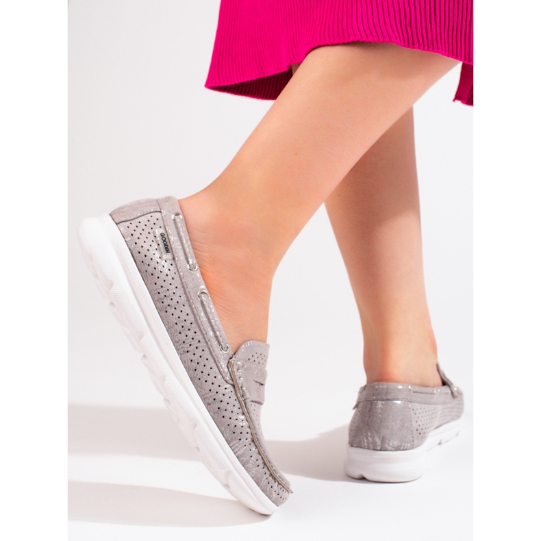 Naisten Shelovetin harmaat mokkanahkahousut 2