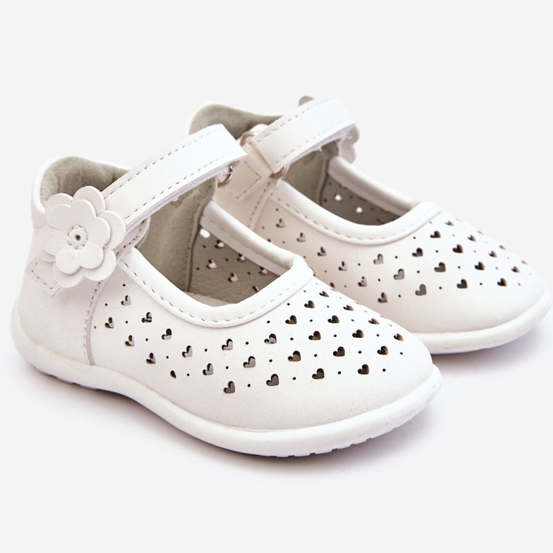 PA1 Lasten korkeat harjakattoiset balerinat tarranauhalla White Jianna valkoinen 1