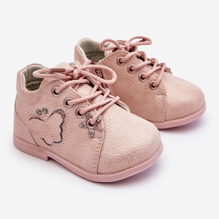 Nahkasaappaat Nauhainen Perhosen Vaaleanpunainen Avi 1