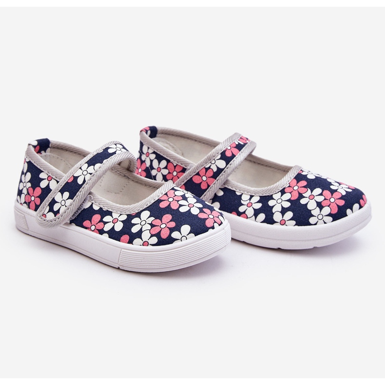 Lasten balerinat laivastonsinisilla ja harmailla kukilla Noah sininen 2