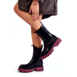 PE1 Naisten Platform Workers Boots Black-Claret Aliana musta 3