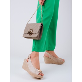 Naisten mokkanahka Shelovet wedge sandaalit beige 1