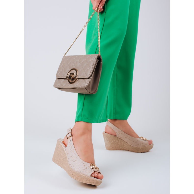Naisten mokkanahka Shelovet wedge sandaalit beige 1