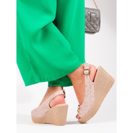 Naisten mokkanahka Shelovet wedge sandaalit beige 2