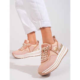 W. Potocki Naisten nauhalliset tennarit Potocki puuteria vaaleanpunainen 1